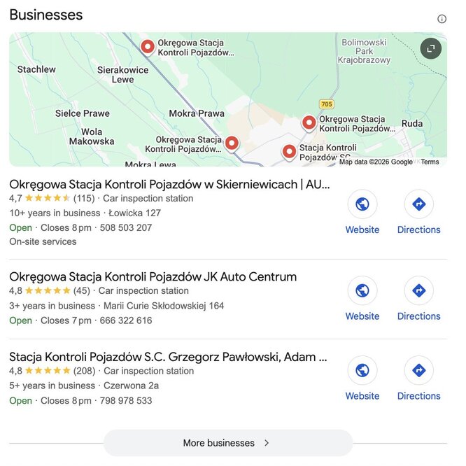 Local Pack w wynikach wyszukiwania